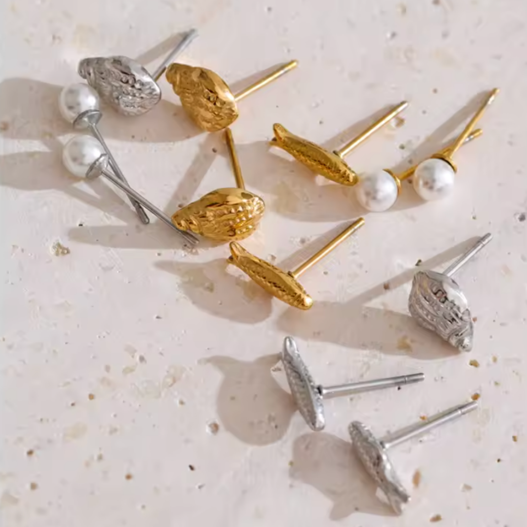 Marli | Stackable Ocean Gold Plated Studs