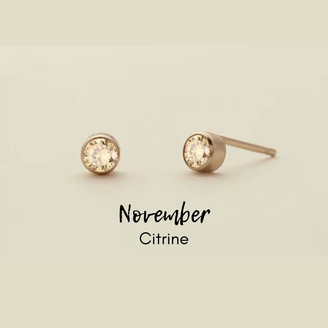 Birthstone CZ Gold Studs
