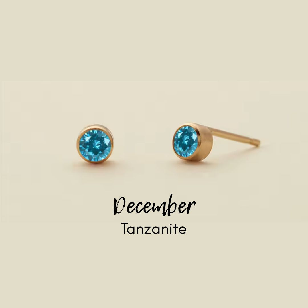 Birthstone CZ Gold Studs