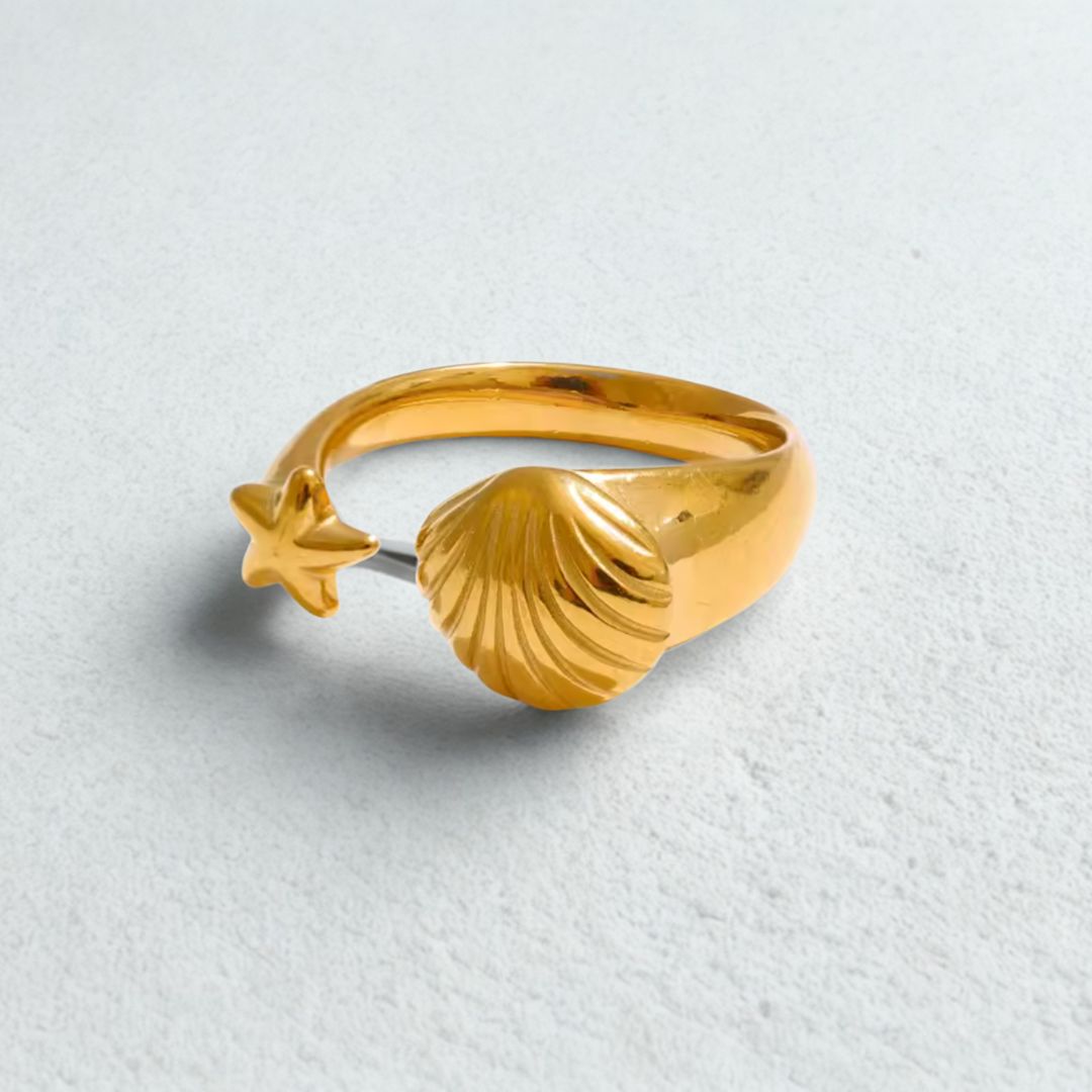 Billie | Adjustable Ocean Gold Plated Stainless Steel Ring