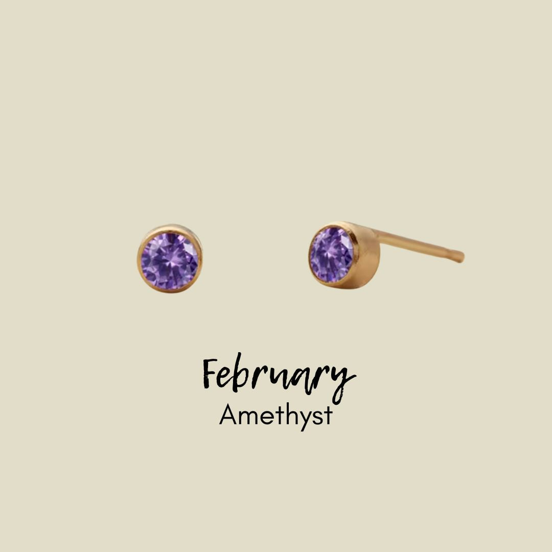 Birthstone CZ Gold Studs