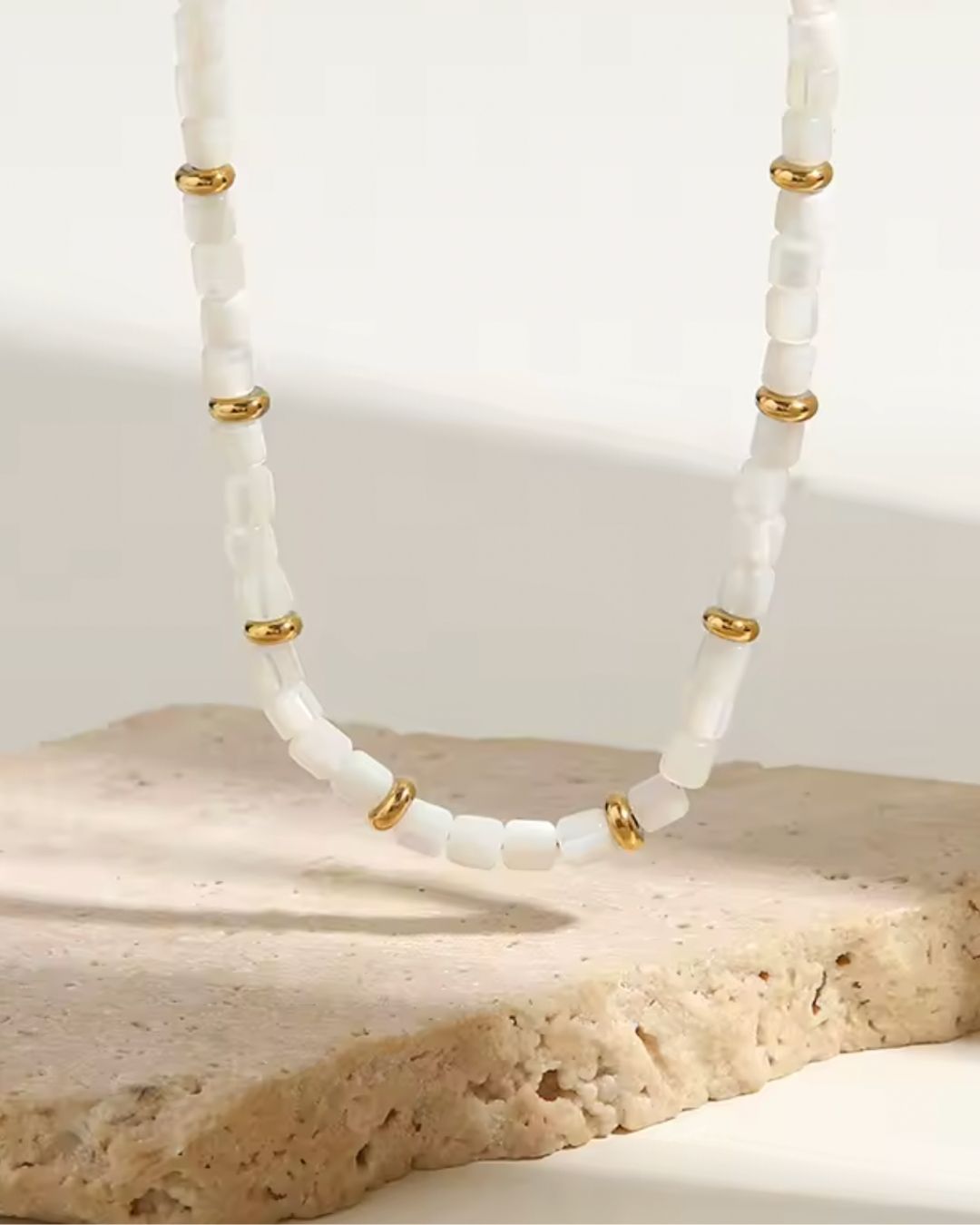 Billie | Shell Beaded and Gold Plated Beaded Coastal Layering Necklace