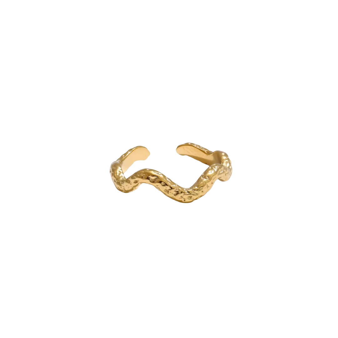 Nyla | Adjustable Hammered Gold Plated Stainless Steel Ring