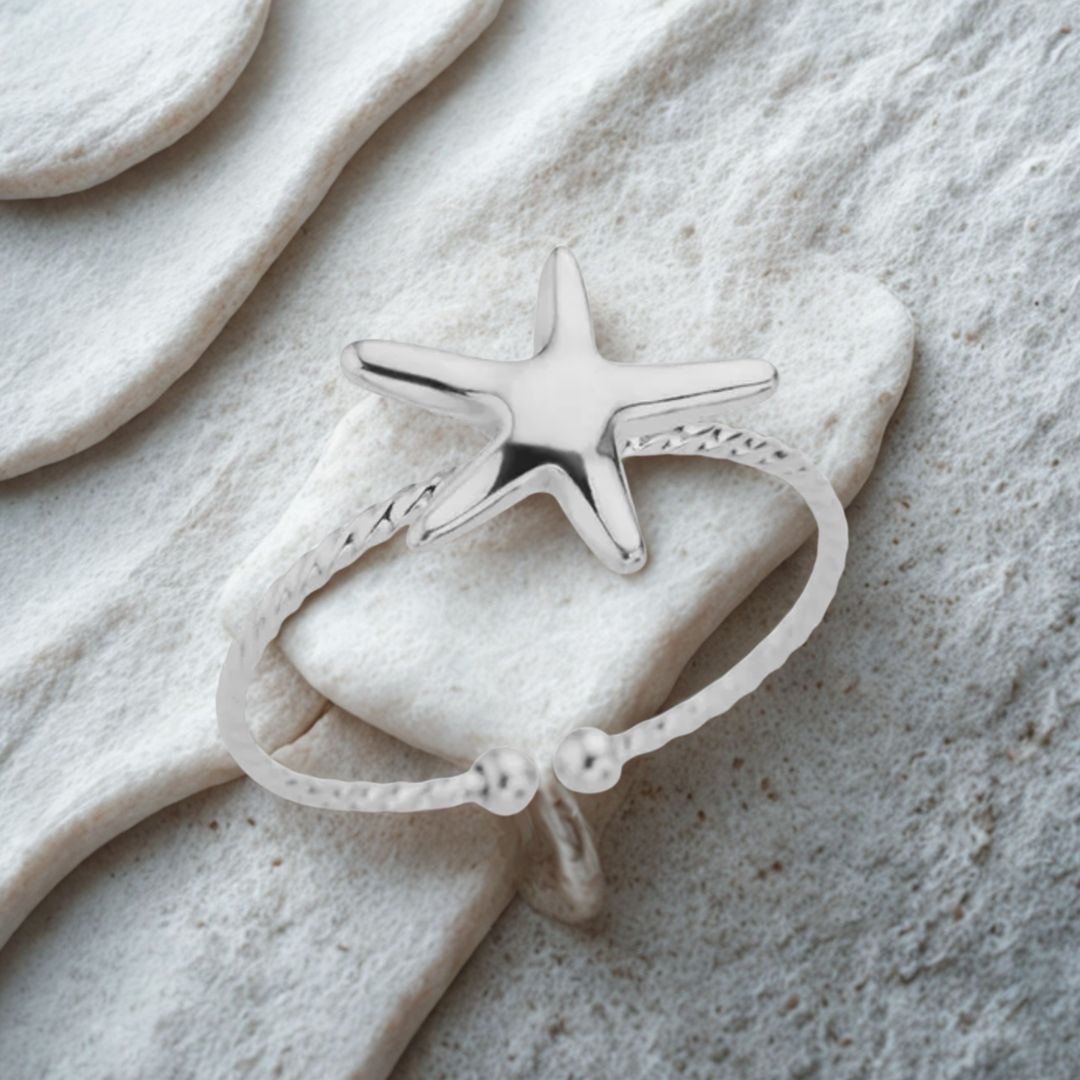 Starfish | Adjustable Gold Plated Stainless Steel Ring