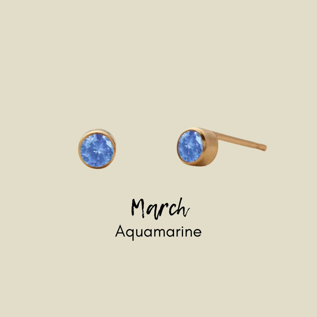 Birthstone CZ Gold Studs