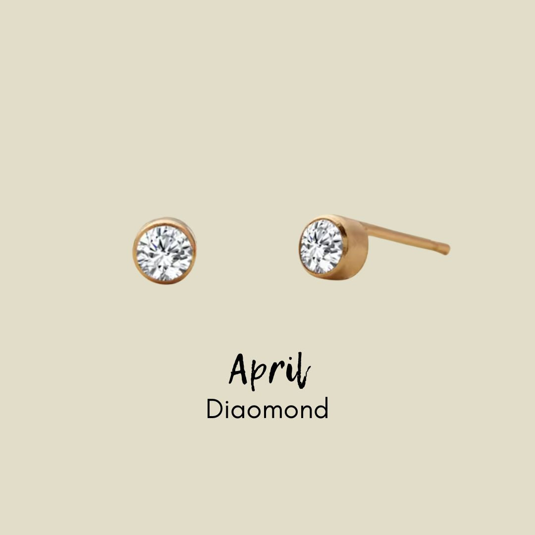 Birthstone CZ Gold Studs