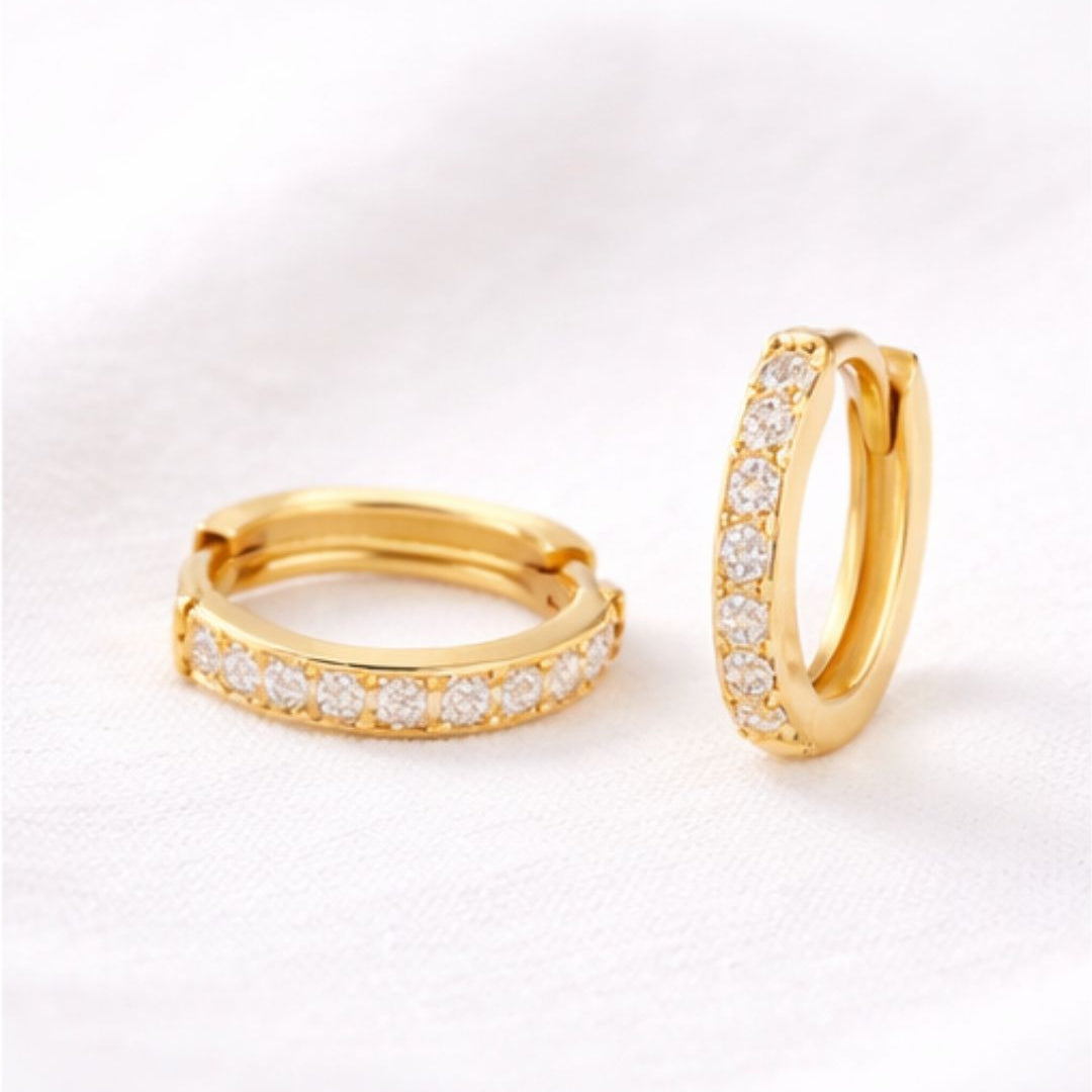 Leriia Huggie Hoops | 18k Gold-Plated Sterling Silver Cubic Zirconia Huggie