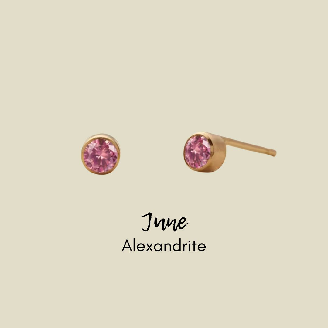 Birthstone CZ Gold Studs
