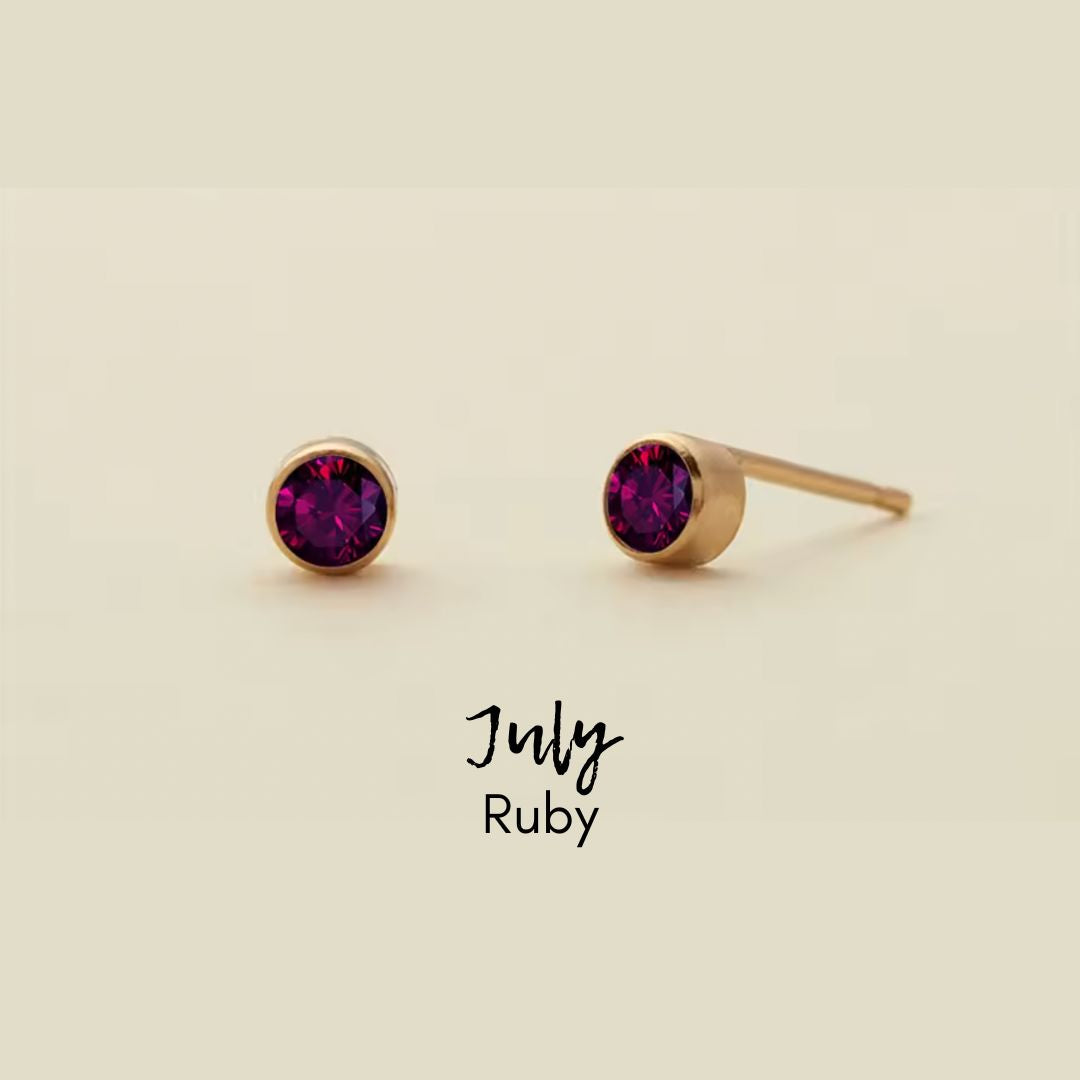 Birthstone CZ Gold Studs