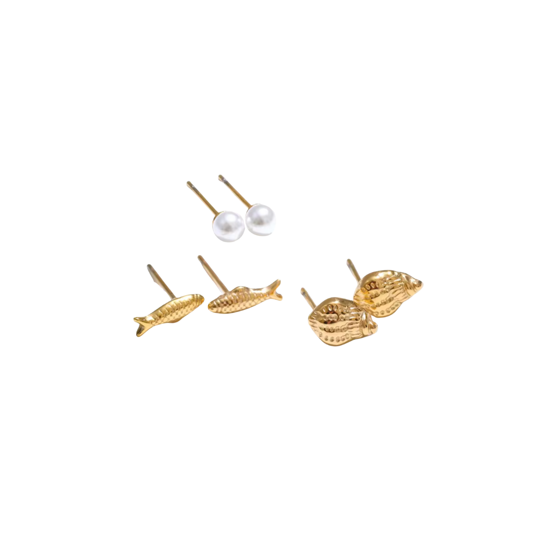 Marli | Stackable Ocean Gold Plated Studs