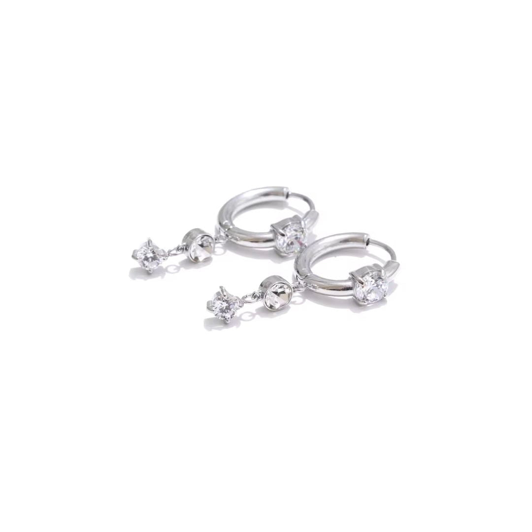 Palma | Lustre Double Drop Huggie Earrings | Waterproof CZ Earrings