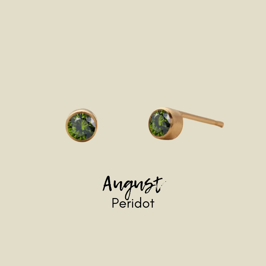 Birthstone CZ Gold Studs