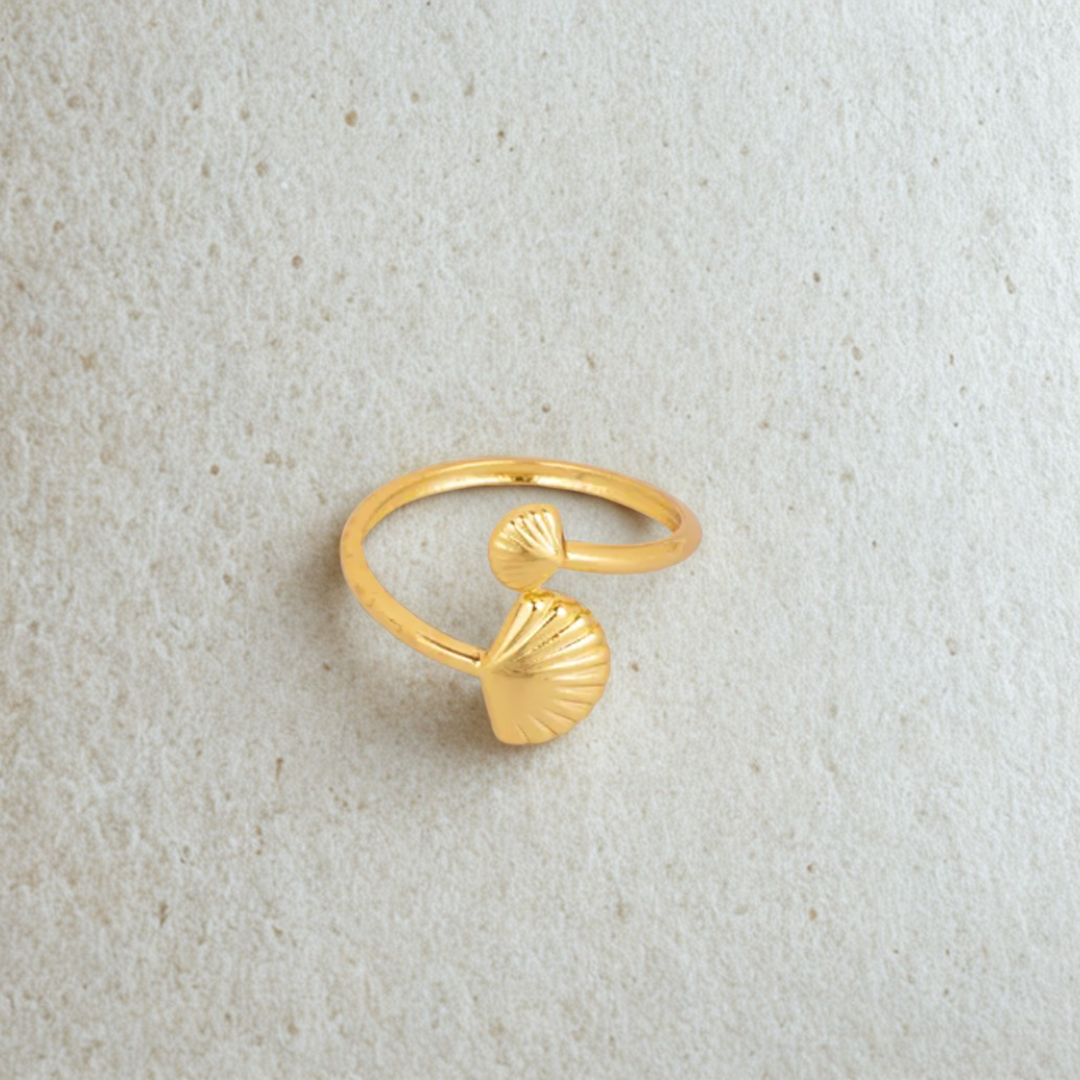 Shell Gold Plated Rings Nate Shell | Adjustable Sea Shell Gold Plated Stainless Steel Ring