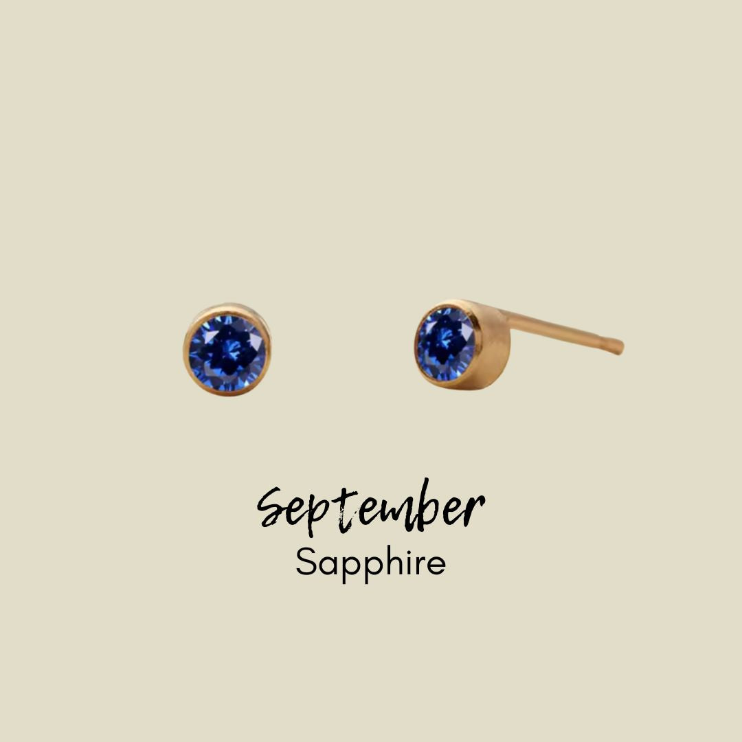 Birthstone CZ Gold Studs