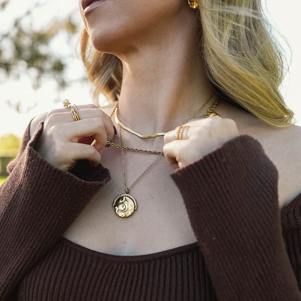 Bonnie - Rotating Sun & Moon Coin Pendant