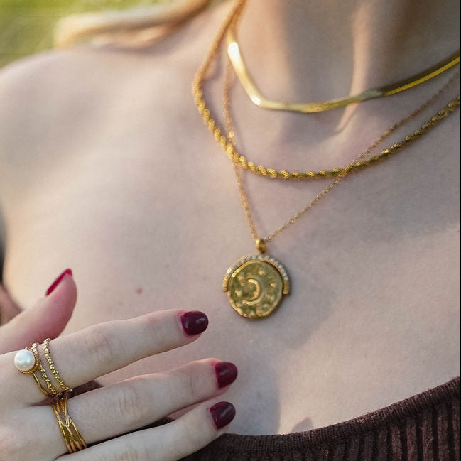 Bonnie - Rotating Sun & Moon Coin Pendant