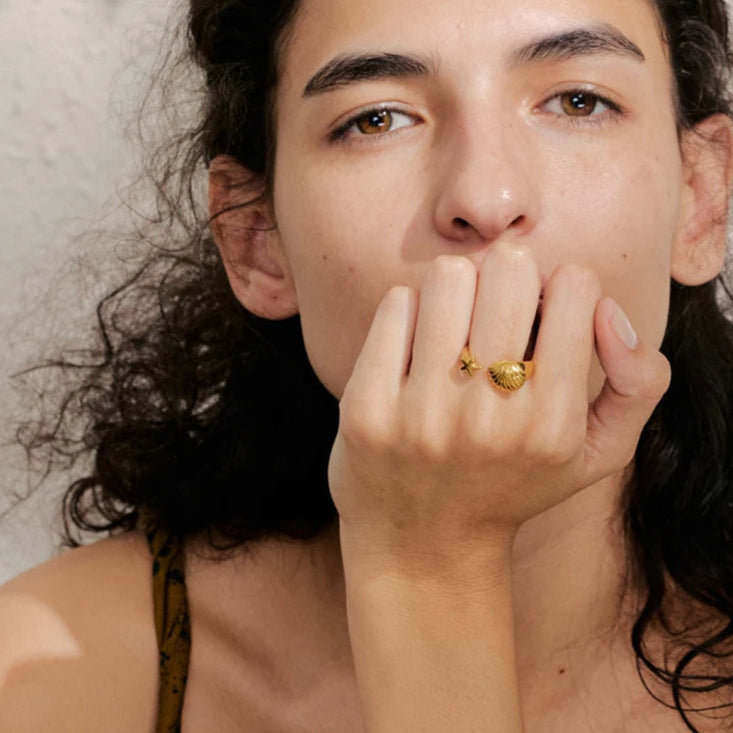 Billie | Adjustable Ocean Gold Plated Stainless Steel Ring