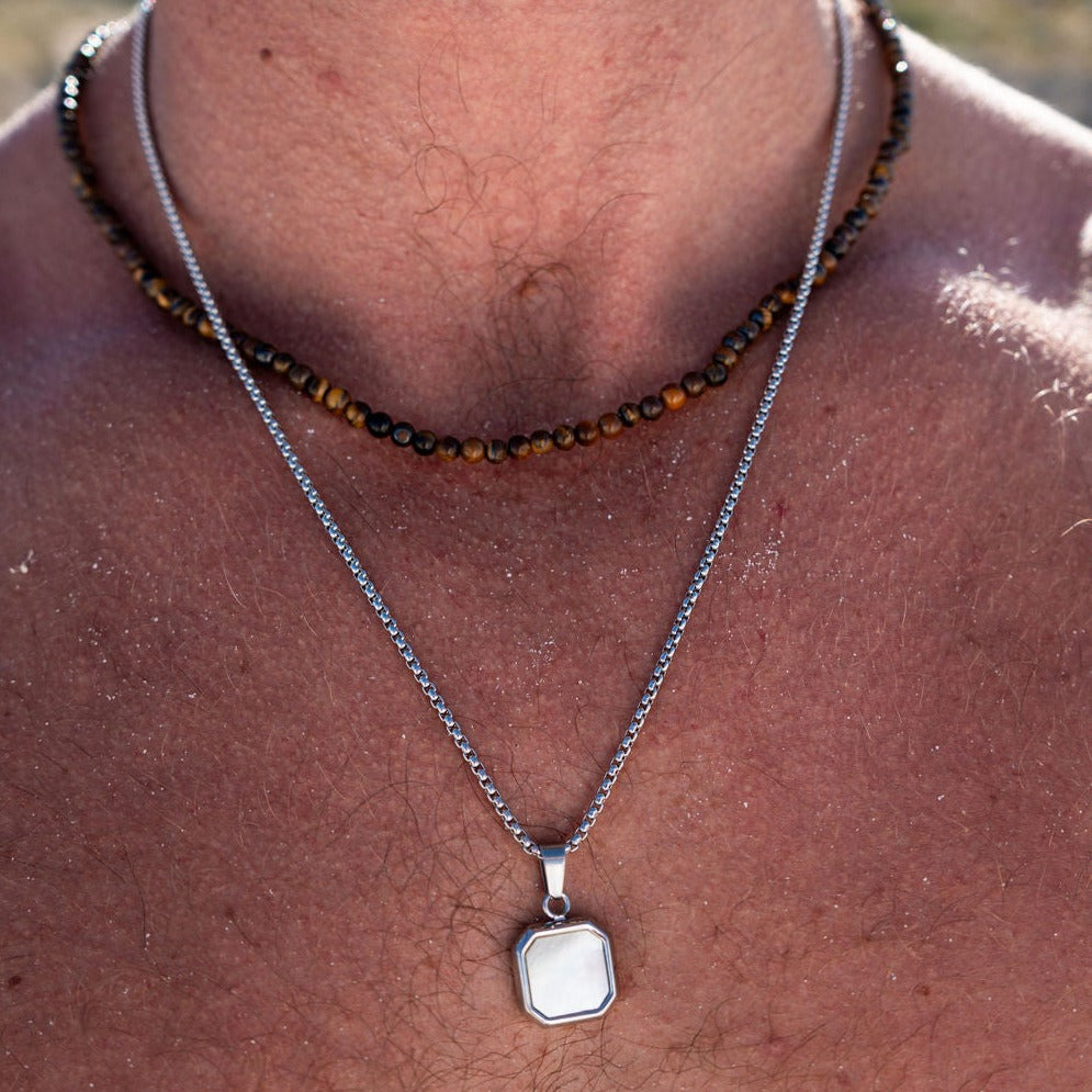 Mother of Pearl Stainless Steel Pendant Necklace