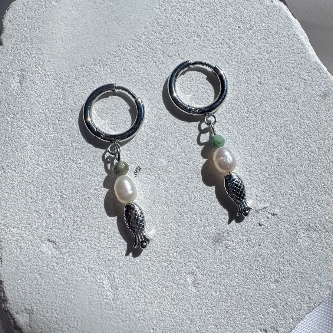 Sardine Huggies |  Gold or Silver Drop Earrings