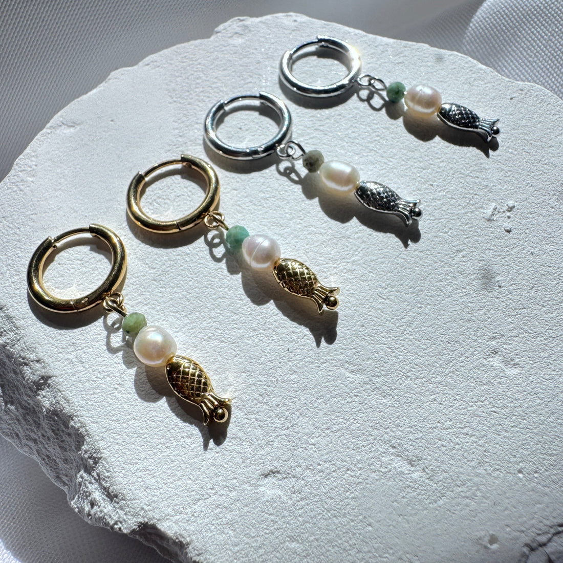 Sardine Huggies |  Gold or Silver Drop Earrings