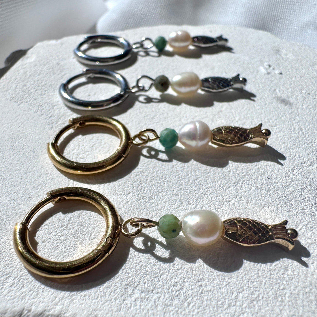 Sardine Huggies |  Gold or Silver Drop Earrings