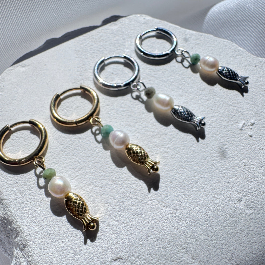 Sardine Huggies |  Gold or Silver Drop Earrings