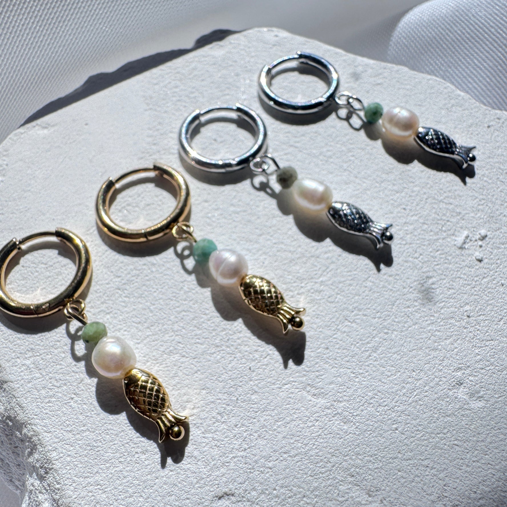 Sardine Huggies |  Gold or Silver Drop Earrings