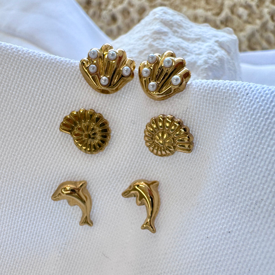 Marnie| Stackable Ocean Gold Plated Studs