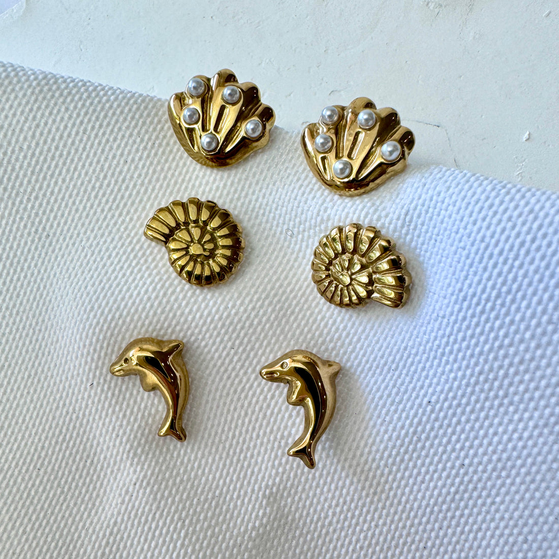 Marnie| Stackable Ocean Gold Plated Studs