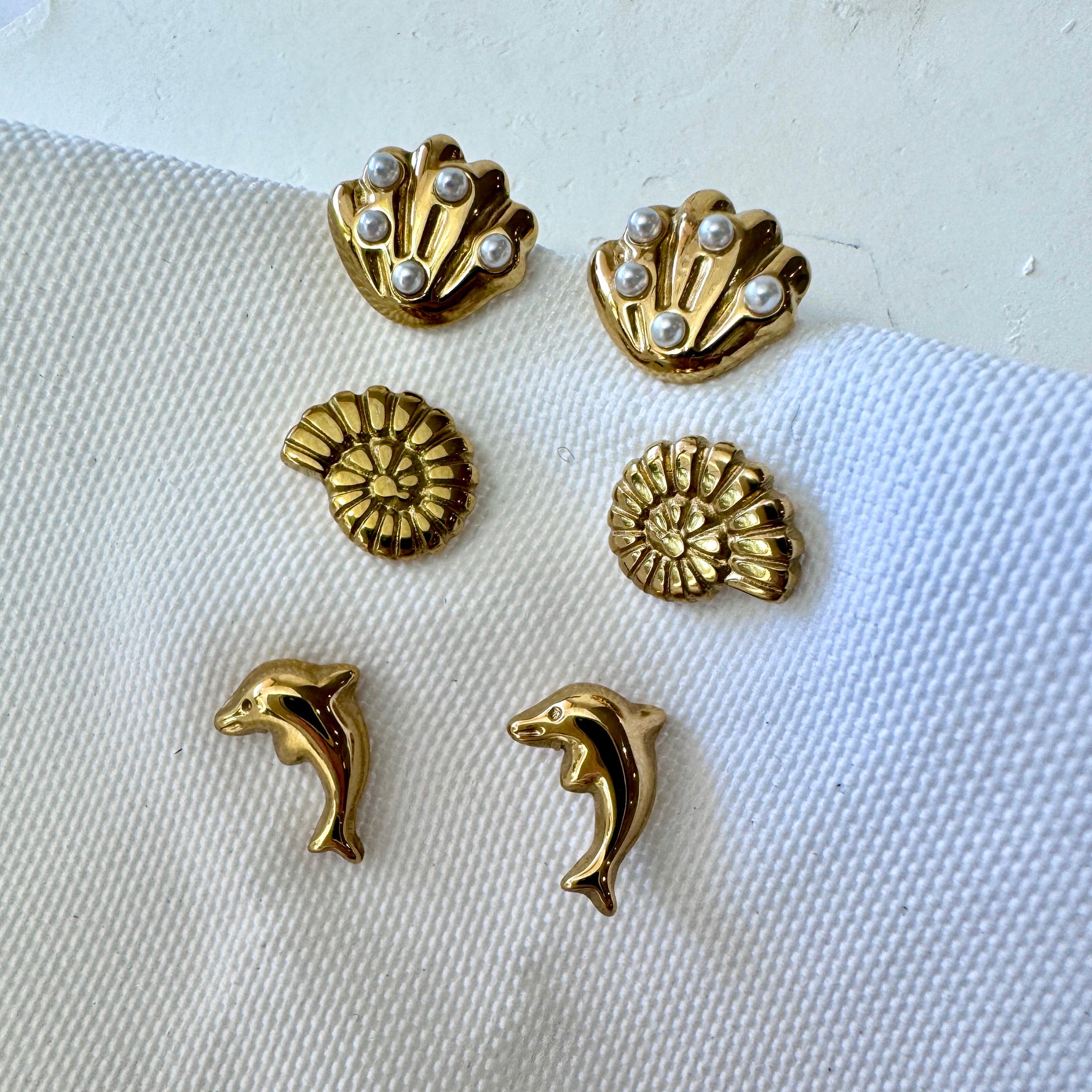 Marnie| Stackable Ocean Gold Plated Studs