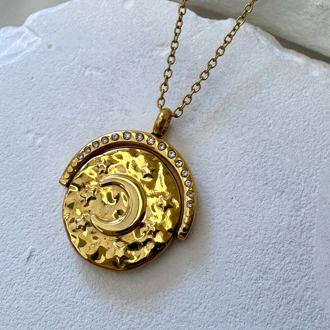 Bonnie Rotating Sun Moon Coin Pendant - Main Image