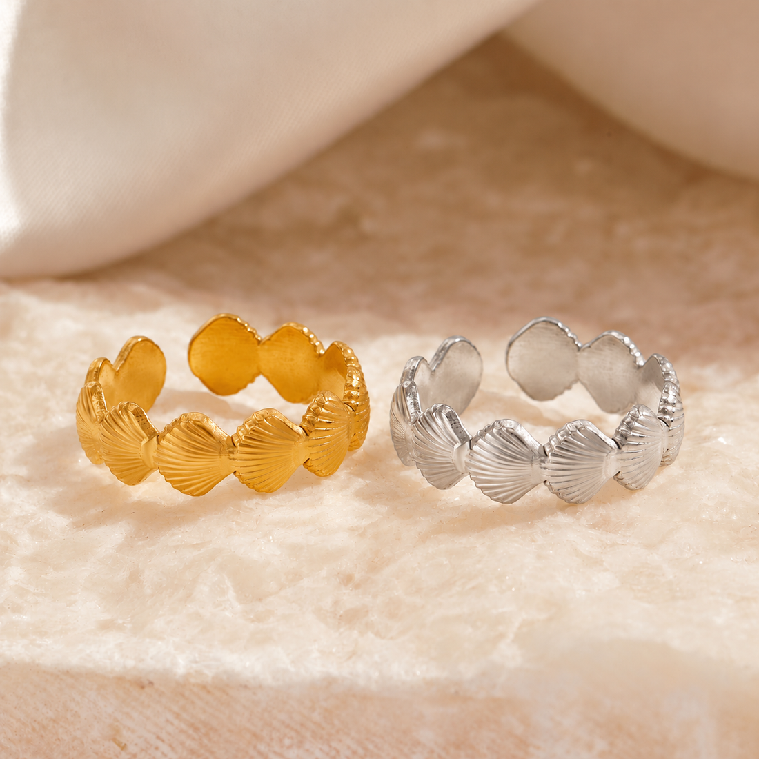 Bali | Gold Plated Shell Adjustable Ring