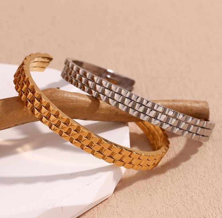 Melanie | Stainless Steel 18K Gold Plated or Silver Cuff Bangle