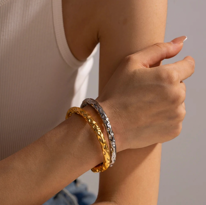 Rosa | Stainless Steel 18K Gold Plated or Silver Cuff Bangle