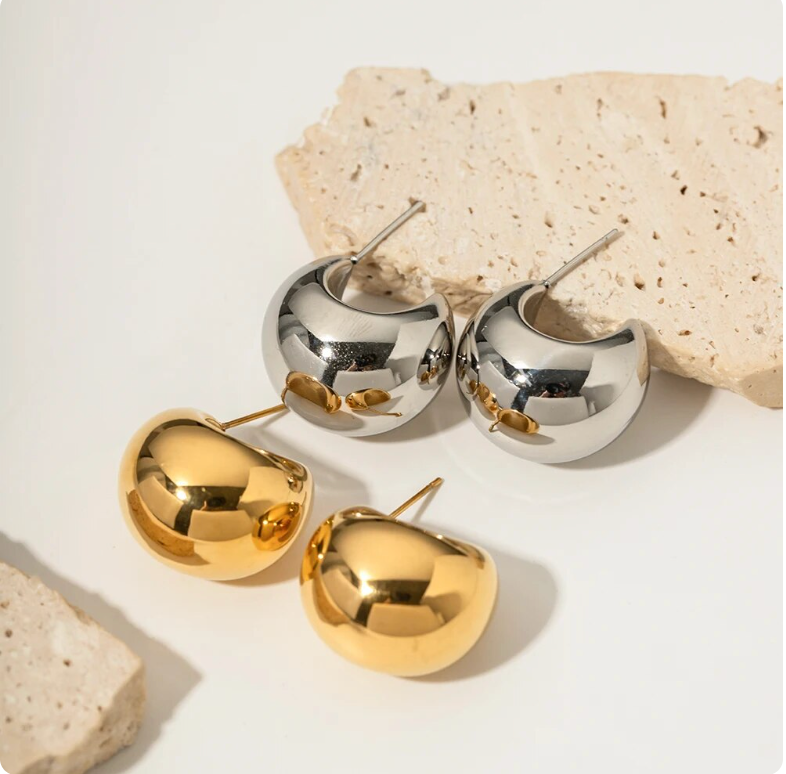 Ella | Chunky Gold or Silver Ball Statement Earrings