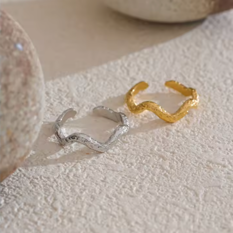 Nyla | Adjustable Hammered Gold Plated Stainless Steel Ring