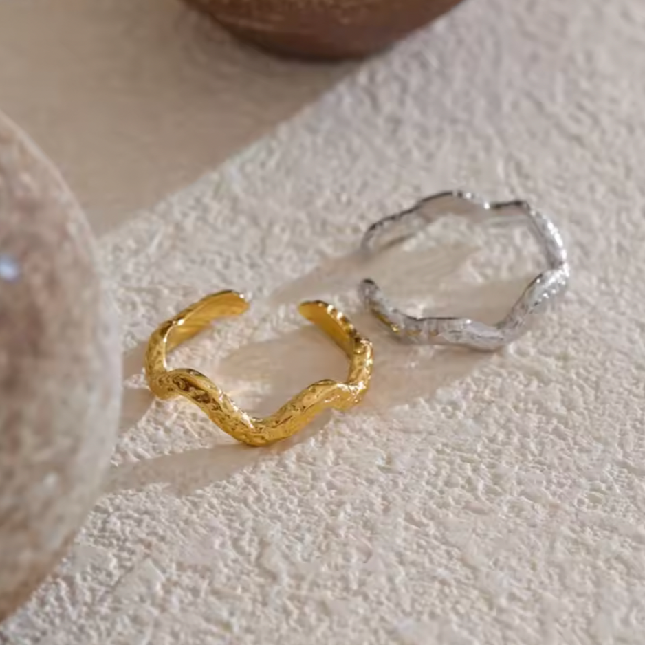 Nyla | Adjustable Hammered Gold Plated Stainless Steel Ring