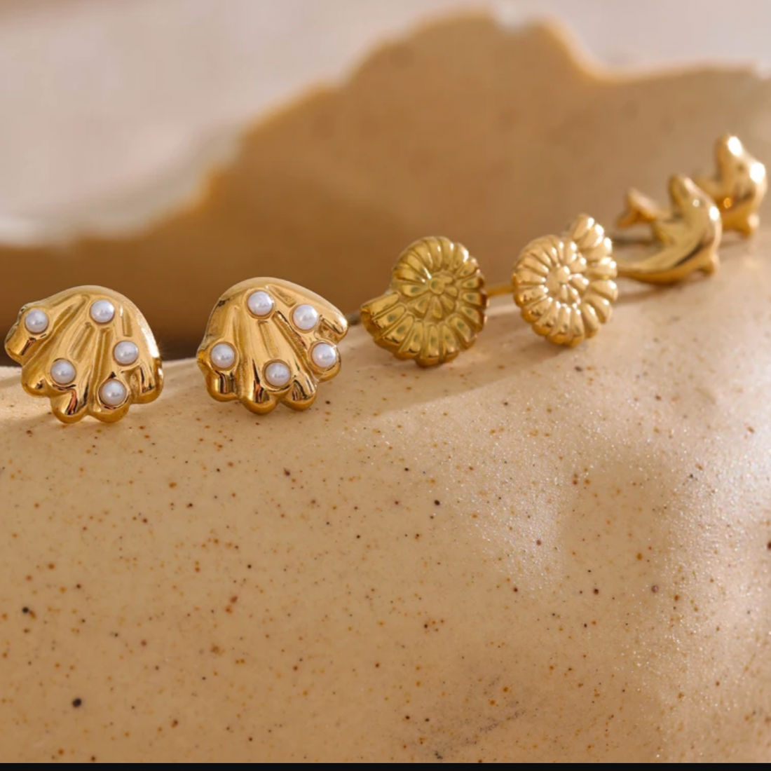 Marnie| Stackable Ocean Gold Plated Studs