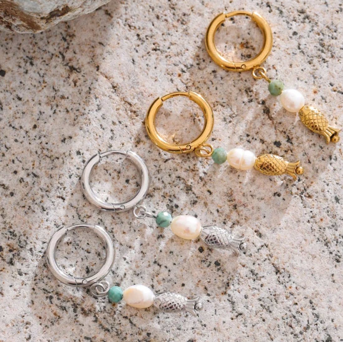 Sardine Huggies |  Gold or Silver Drop Earrings