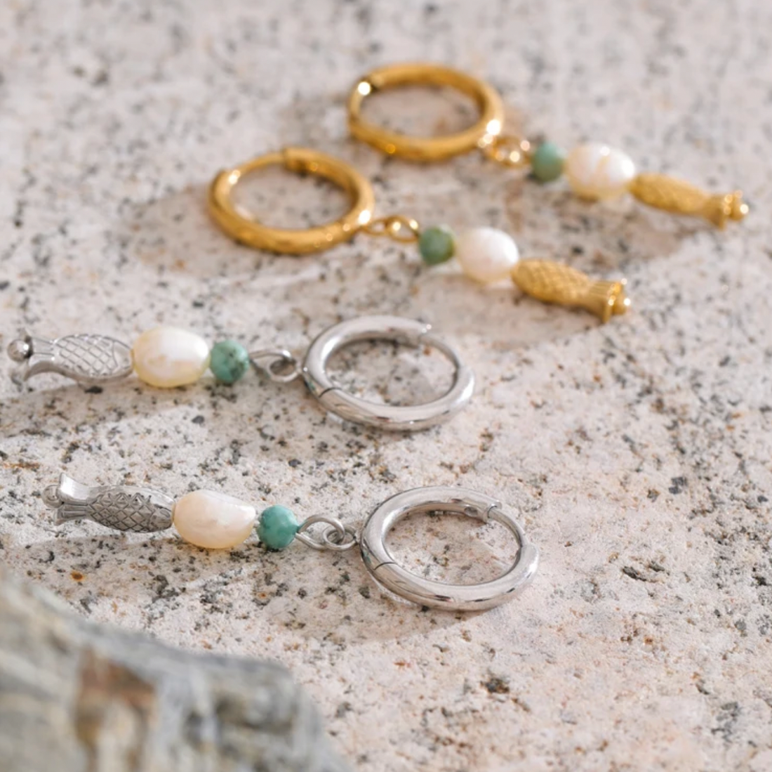 Sardine Huggies |  Gold or Silver Drop Earrings