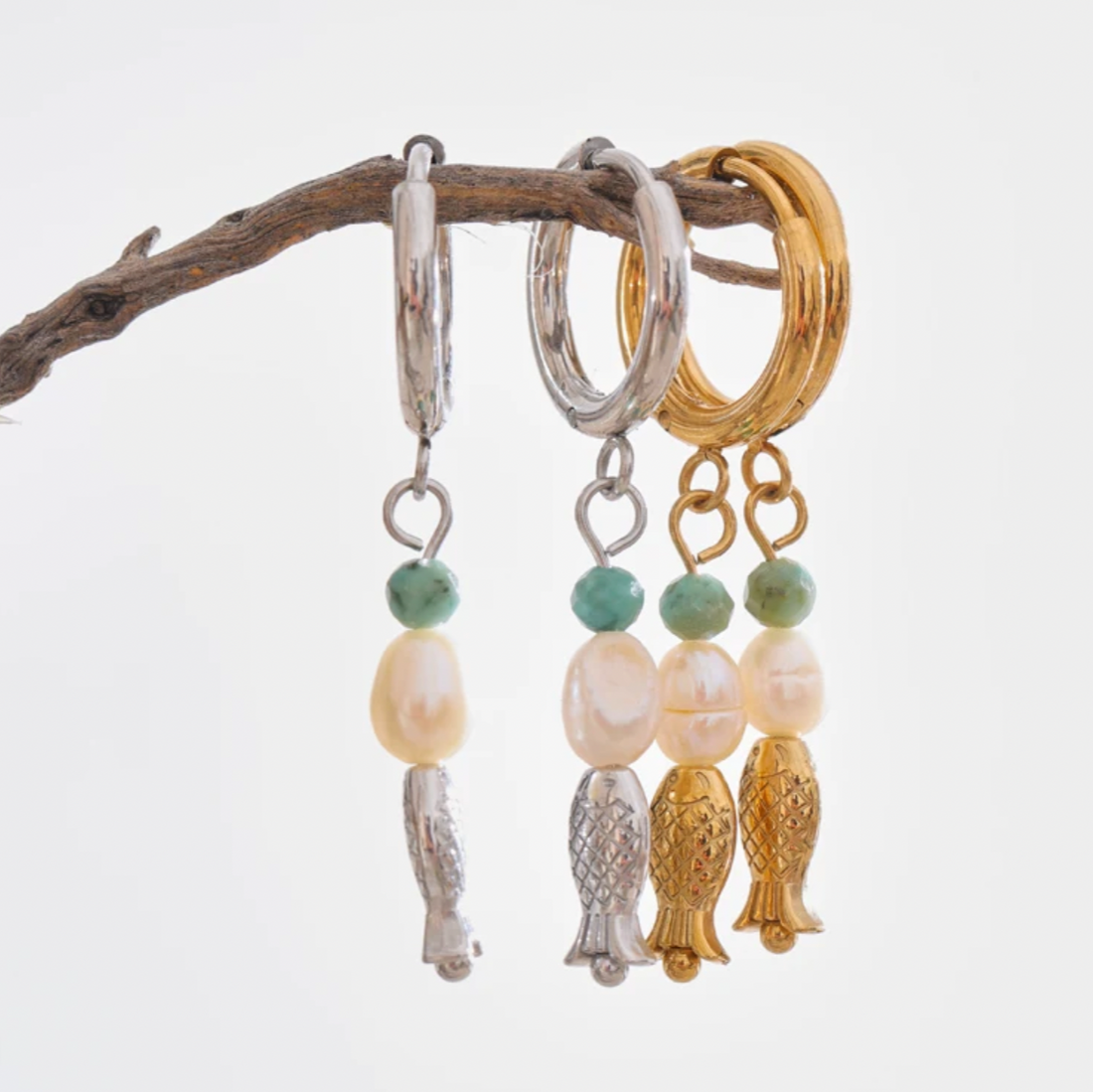 Sardine Huggies |  Gold or Silver Drop Earrings