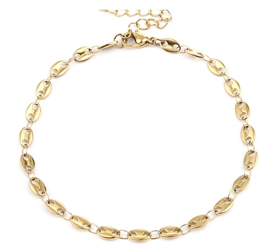 Amber |  Gold & Silver Coffee Bean Chain Anket