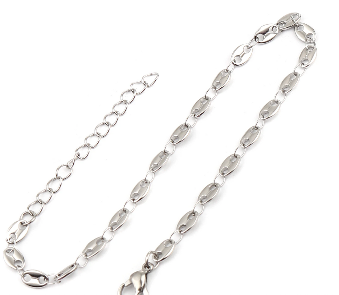 Amber |  Gold & Silver Coffee Bean Chain Anket