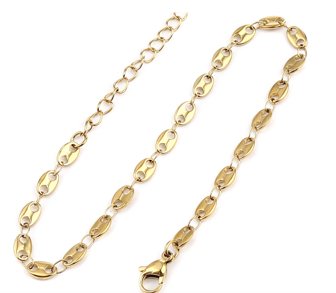 Amber |  Gold & Silver Coffee Bean Chain Anket
