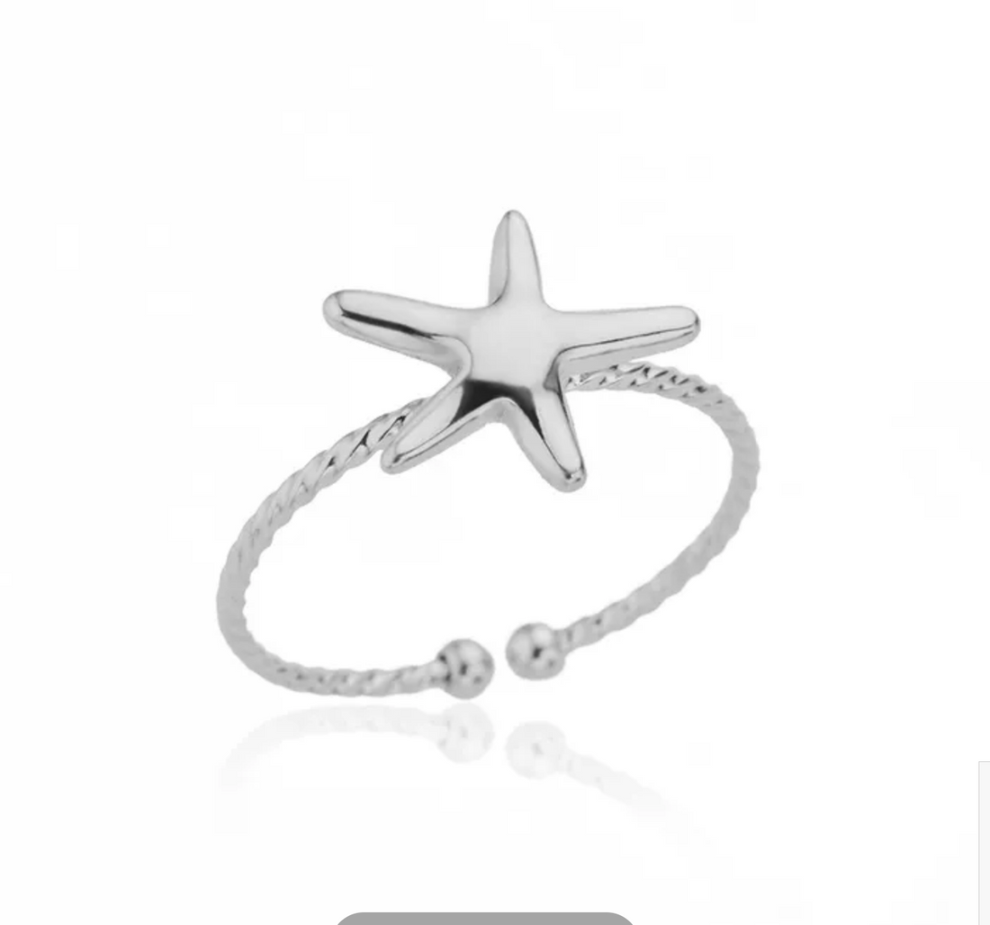 Starfish | Adjustable Gold Plated Stainless Steel Ring