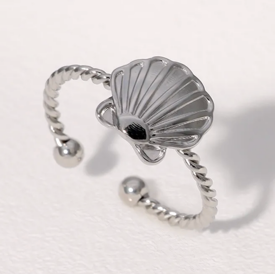 Scallop Shell | Adjustable Sea Shell Gold Plated Stainless Steel Ring