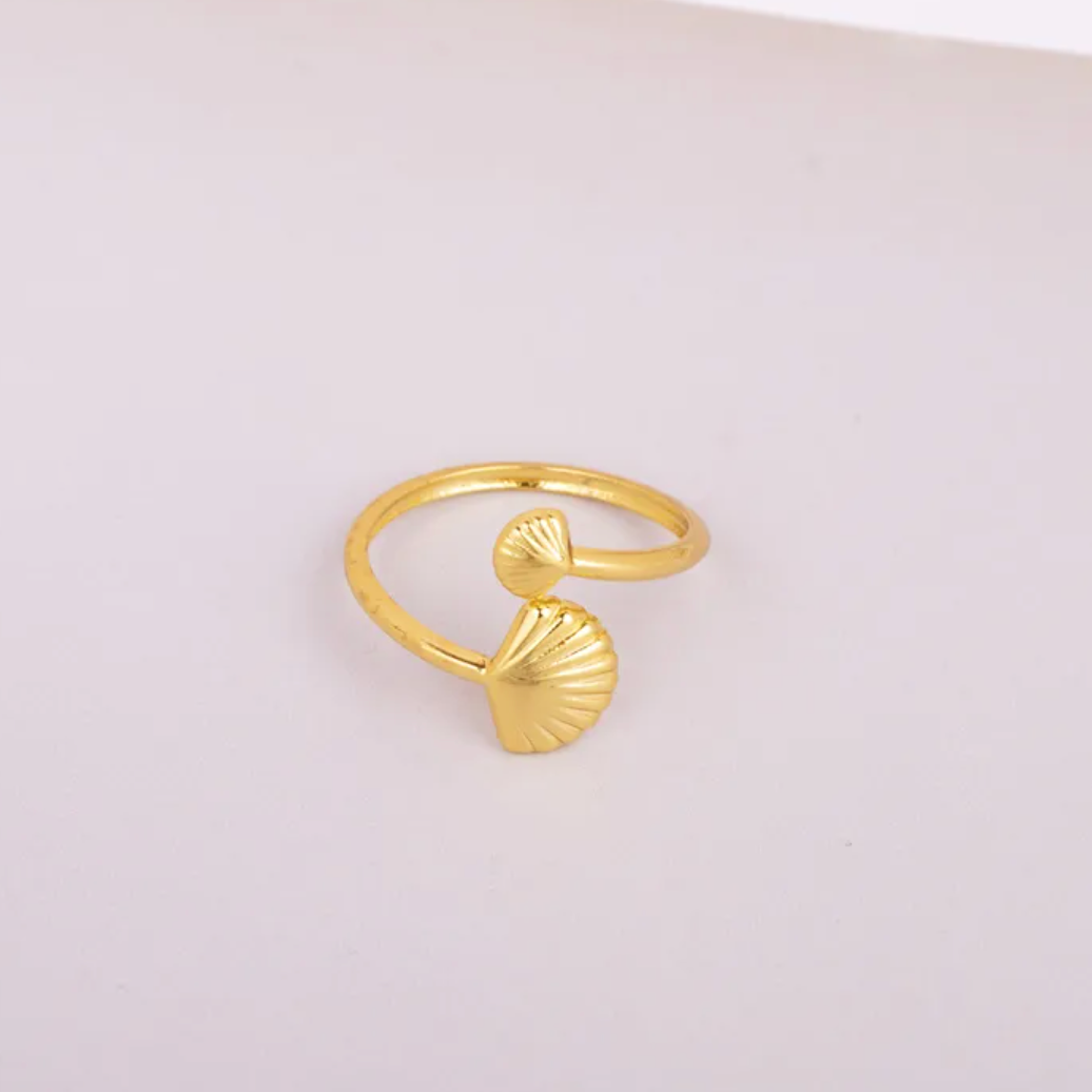 Nate Shell | Adjustable Sea Shell Gold Plated Stainless Steel Ring