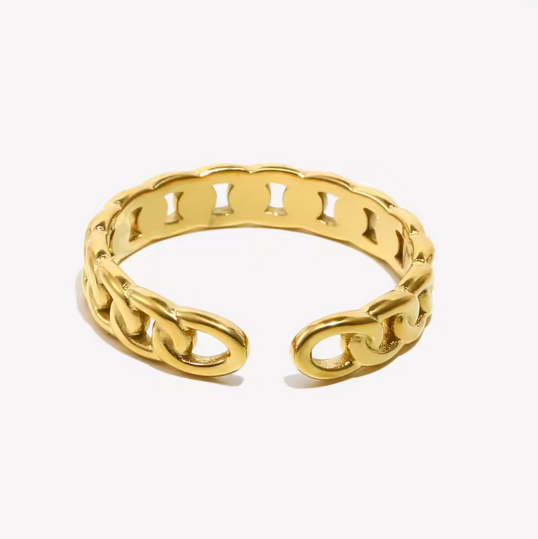 Keala | Gold Chain Open Ring | Waterproof Adjustable Ring