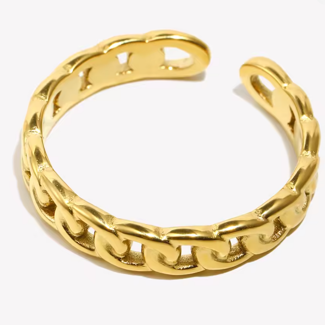 Keala | Gold Chain Open Ring | Waterproof Adjustable Ring