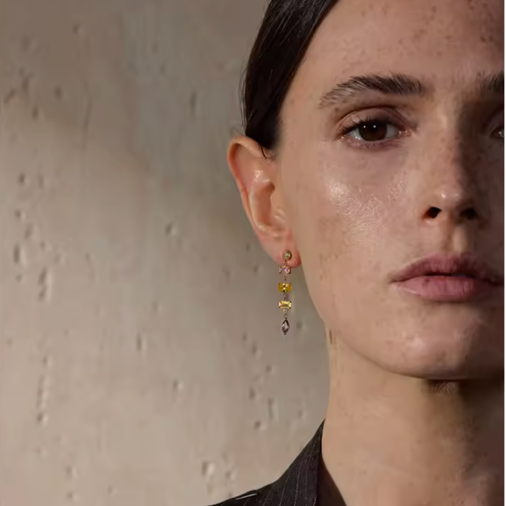 Ria | Candy Drop Earrings | Colourful CZ Gold Earrings